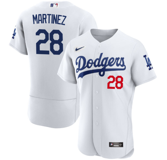 Men's Los Angeles Dodgers #28 J.D. Martinez White Flex Base Stitched Baseball Jersey Men's Los Angeles Dodgers #28 J.D. Martinez White Flex Base Stitched Baseball Jersey
